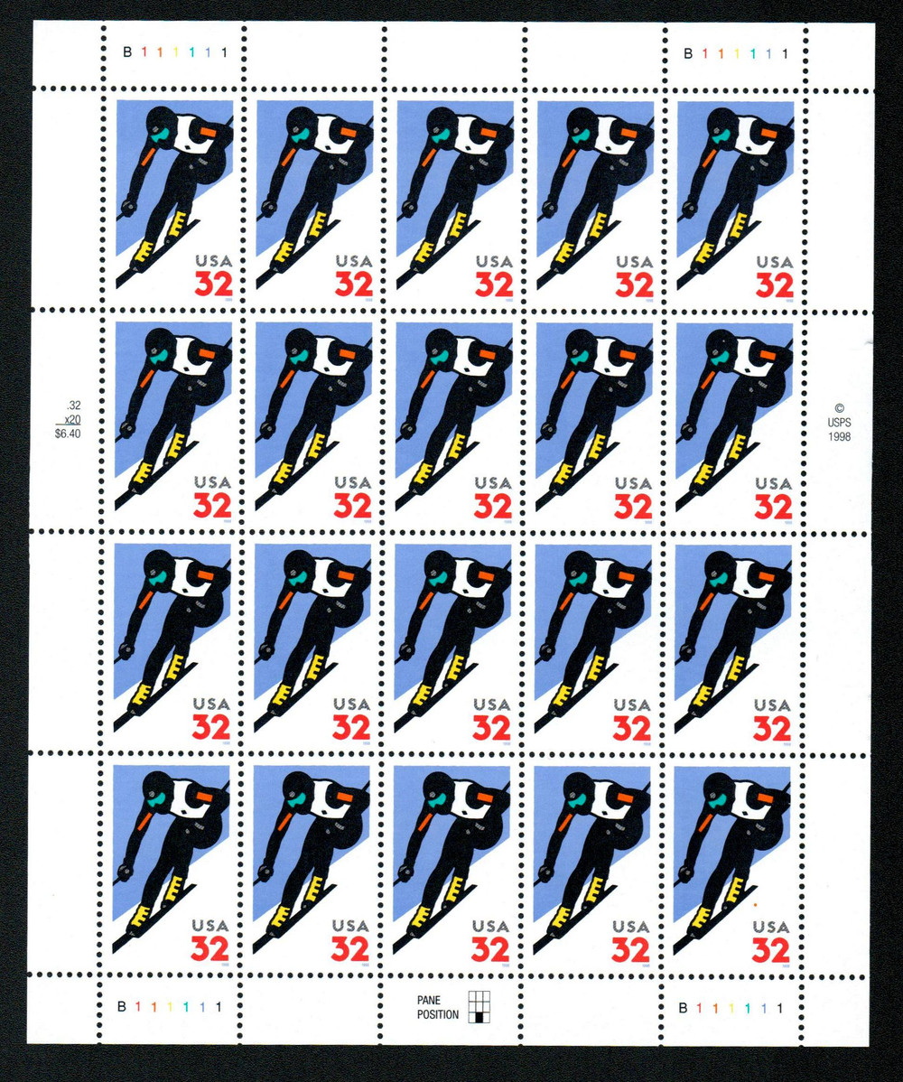 3180 - 1998 32c Alpine Skiing - Mystic Stamp Company