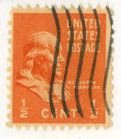 803 - 1938 1/2c Franklin, Deep Orange - Mystic Stamp Company