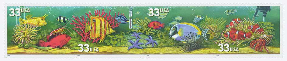fishさまの専用品です 3317-20 - 1999 33c Aquarium Fish - Mystic Stamp Company