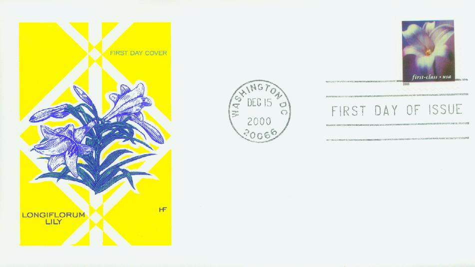 3454 - 2000 34c Flowers: Longiflorum, 10.5 x 10.75 perf, booklet