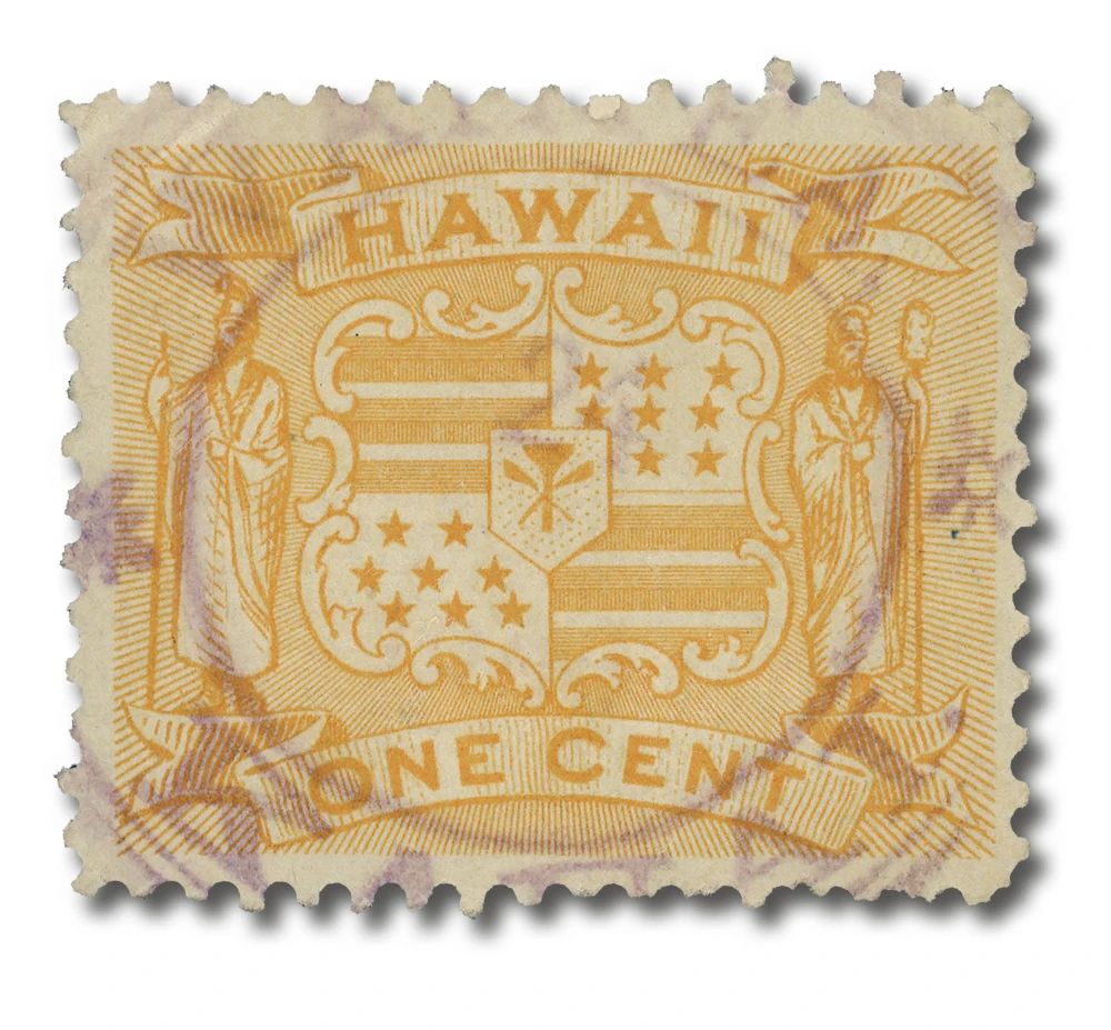 H74 - 1894 1c Coat of Arms, Yellow, Hawaii - Mystic Stamp Company