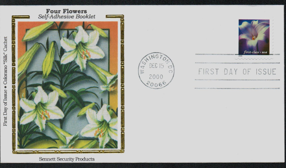 3454 - 2000 34c Flowers: Longiflorum, 10.5 x 10.75 perf, booklet