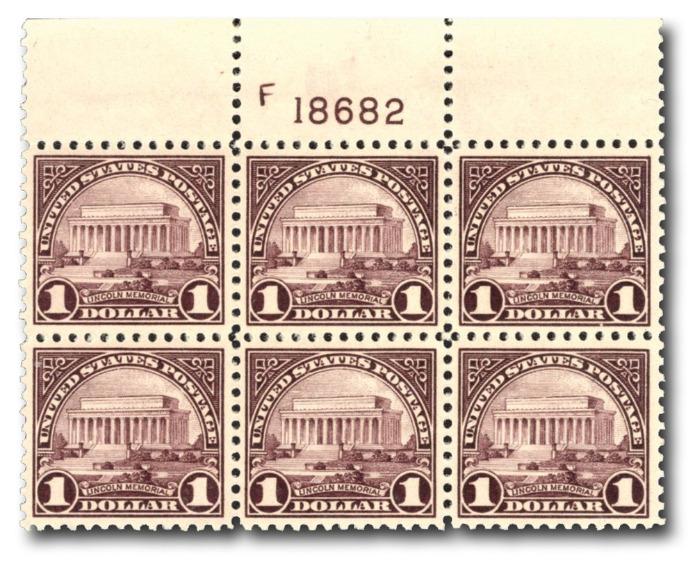 571 - 1923 $1 Lincoln Memorial, Violet Brown, Perf. 11 - Mystic