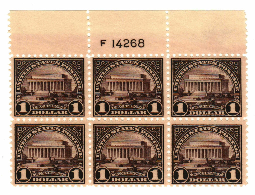 571 - 1923 $1 Lincoln Memorial, Violet Brown, Perf. 11 - Mystic