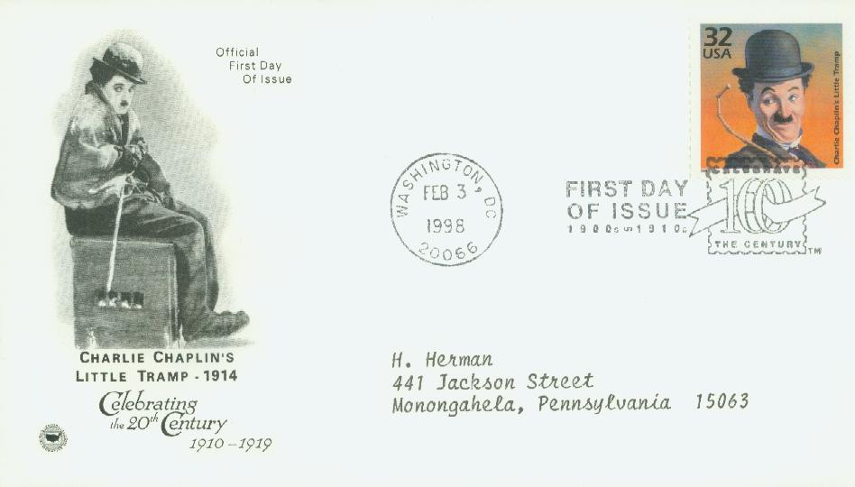 3183a - 1998 32c Celebrate the Century - 1910s: Charlie Chaplin