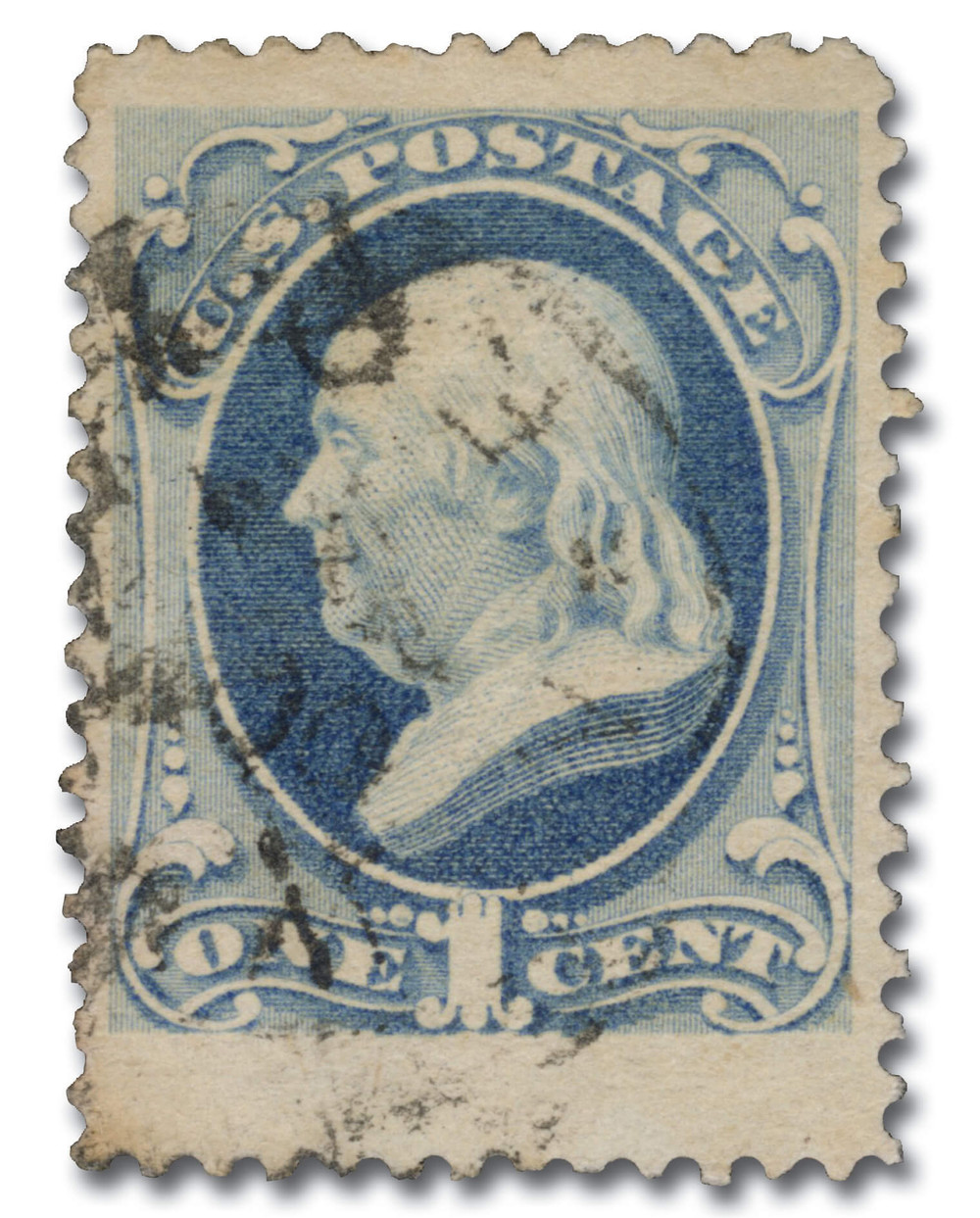 182 - 1879 1c Franklin, Dark Ultramarine, Soft Paper, Perf. 12
