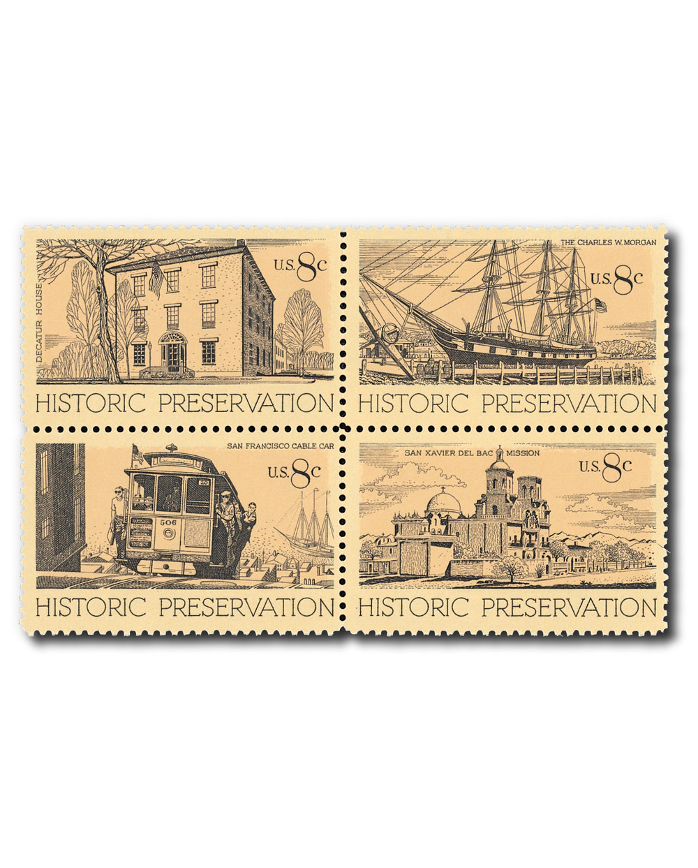 1440-43 - 1971 8c Historic Preservation - Mystic Stamp Company