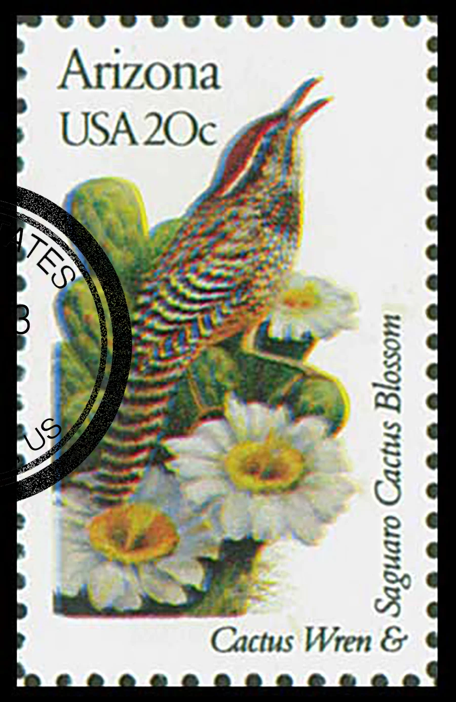1955 - 1982 20c State Birds & Flowers: Arizona - Mystic Stamp Company