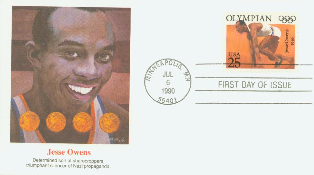 2496 - 1990 25c Olympians: Jesse Owens - Mystic Stamp Company