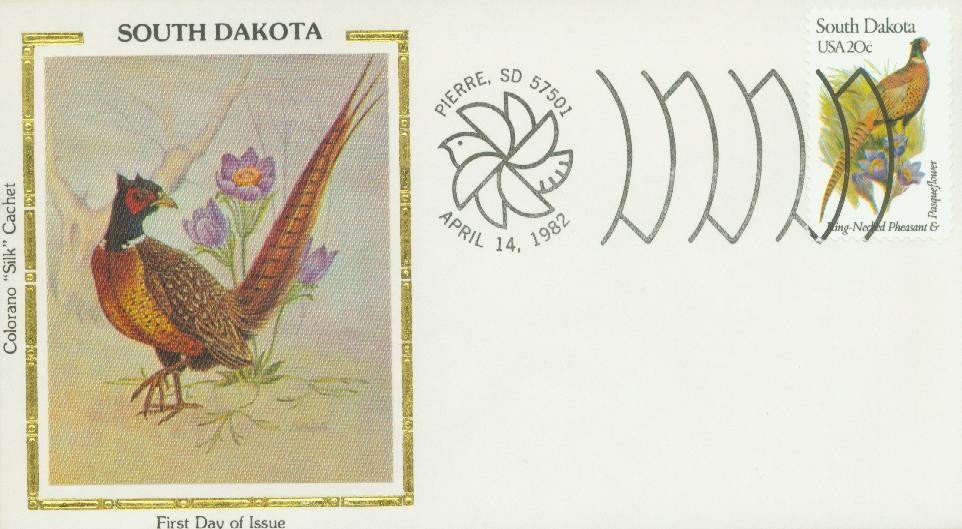 1993 - 1982 20c State Birds & Flowers: South Dakota - Mystic Stamp