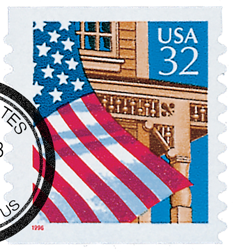 最終値下げ WHIZLIMITED FLAG STA JK （76着限定） 2915A - 1996 32c Flag Over Porch, Red Date, Coil - Mystic Stamp