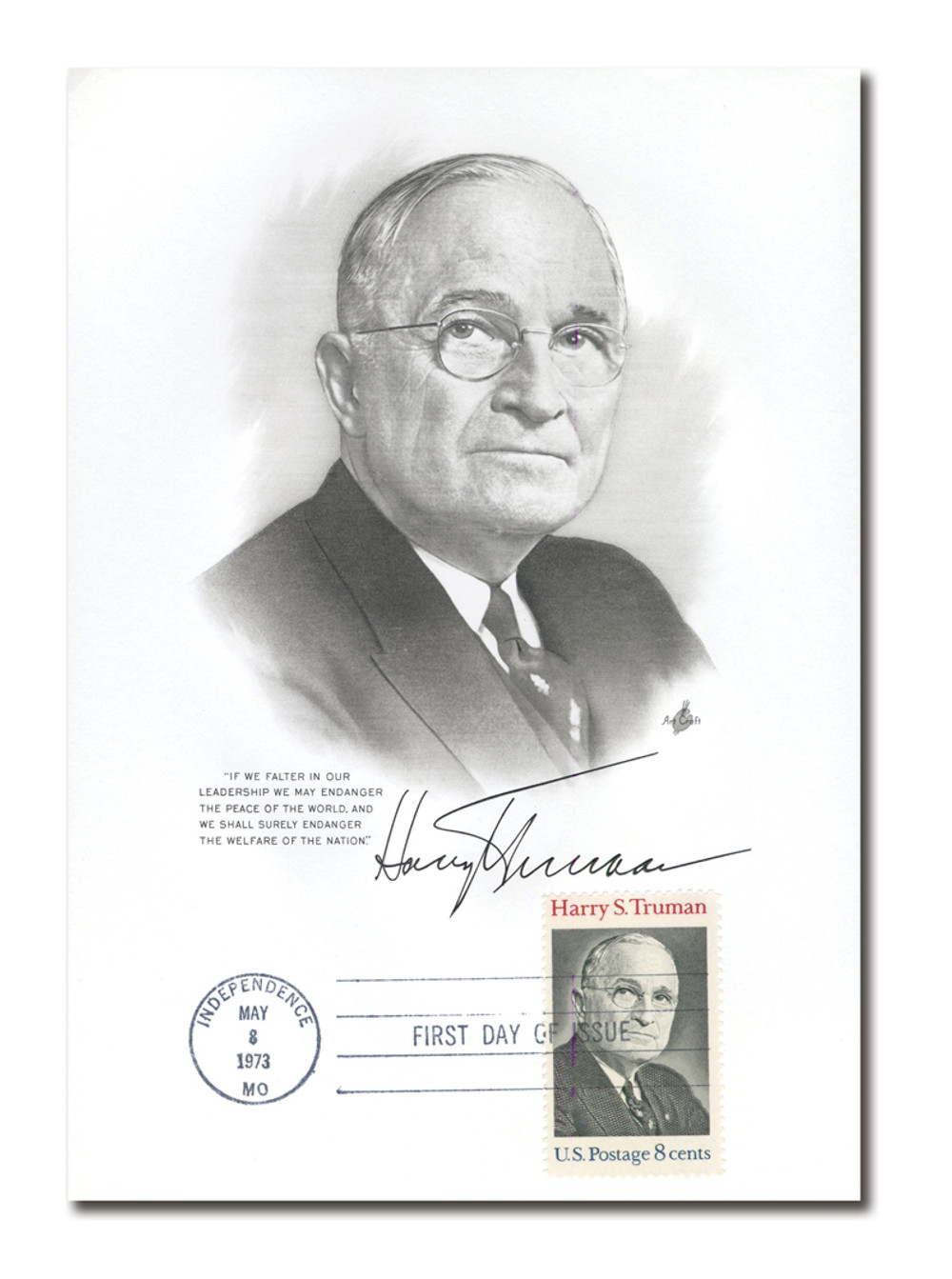 1034276 -- First-Day Cancel on Stamped Portrait -- First Day Cover