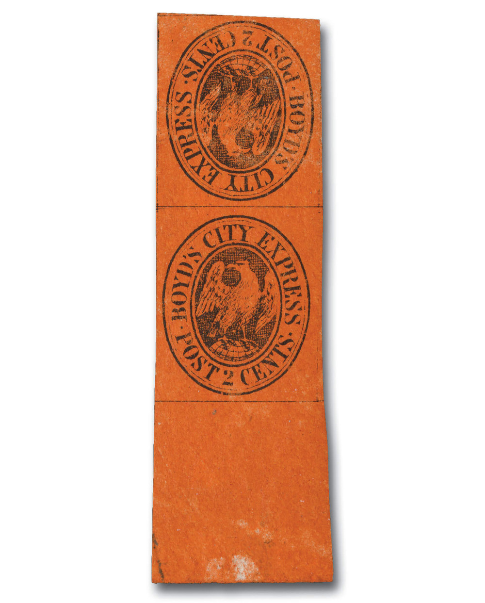 20L16 - 1861 2c Boyd's City Express, Black on Red Paper - Mystic