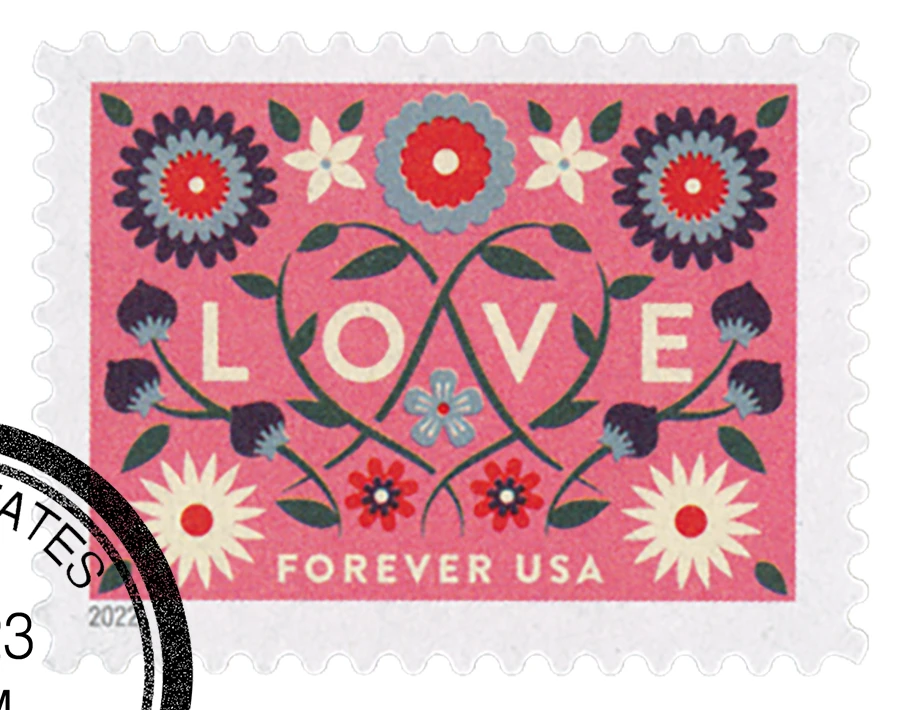 5661 - 2022 First-Class Forever Stamp - Love: Pink Background