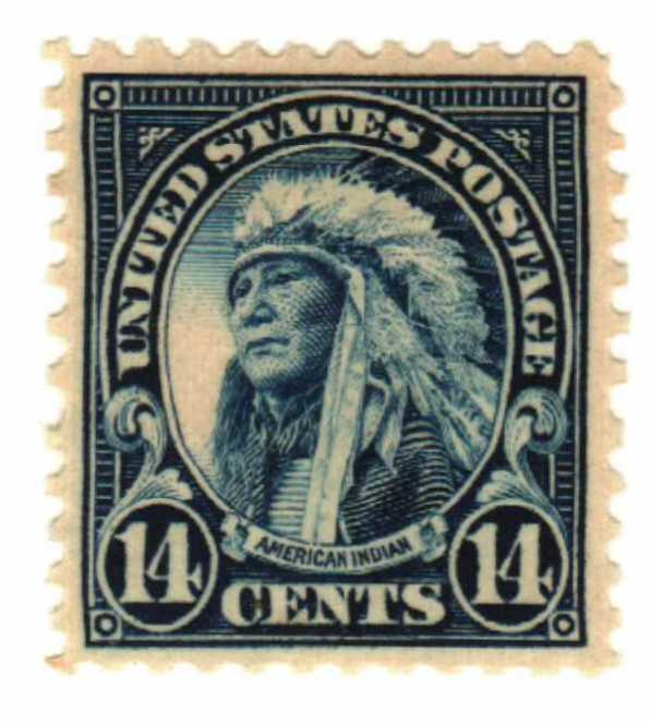 565 - 1923 14c American Indian, Deep Blue, Perf. 11 - Mystic Stamp