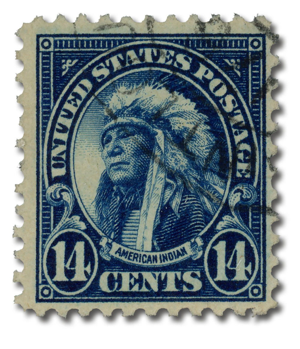 565 - 1923 14c American Indian, Deep Blue, Perf. 11 - Mystic Stamp