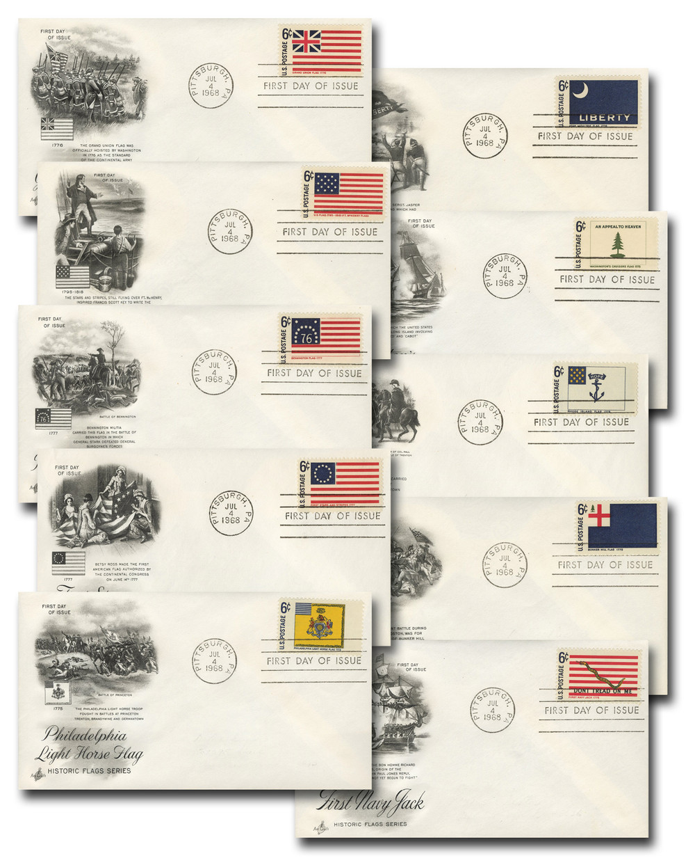 1345-54 - 1968 6c Historic American Flags - Mystic Stamp Company