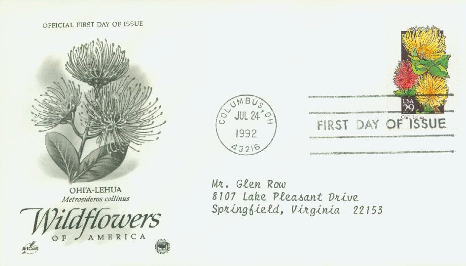 2669 - 1992 29c Wildflowers: Ohi'a Lehua - Mystic Stamp Company