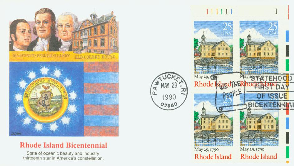 ミュージシャン ri 2348 - 1990 25c Bicentenary Statehood: Rhode Island - Mystic