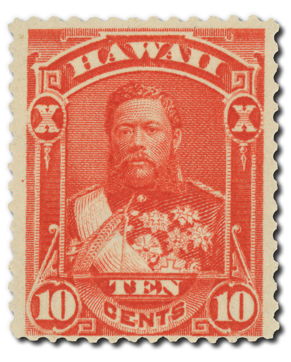 H45 - 1883-86 10c King David Kalakaua, Vermilion, Hawaii - Mystic
