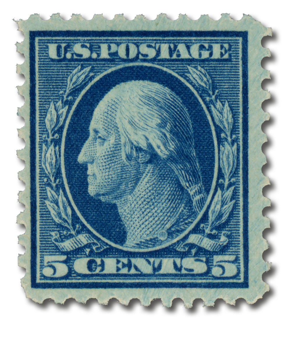 504 - 1917 5c Washington, Blue, Unwatermarked, Perf. 11 - Mystic  display picture 1