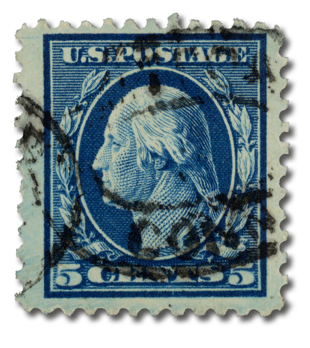 504 - 1917 5c Washington, Blue, Unwatermarked, Perf. 11 - Mystic  display picture 1