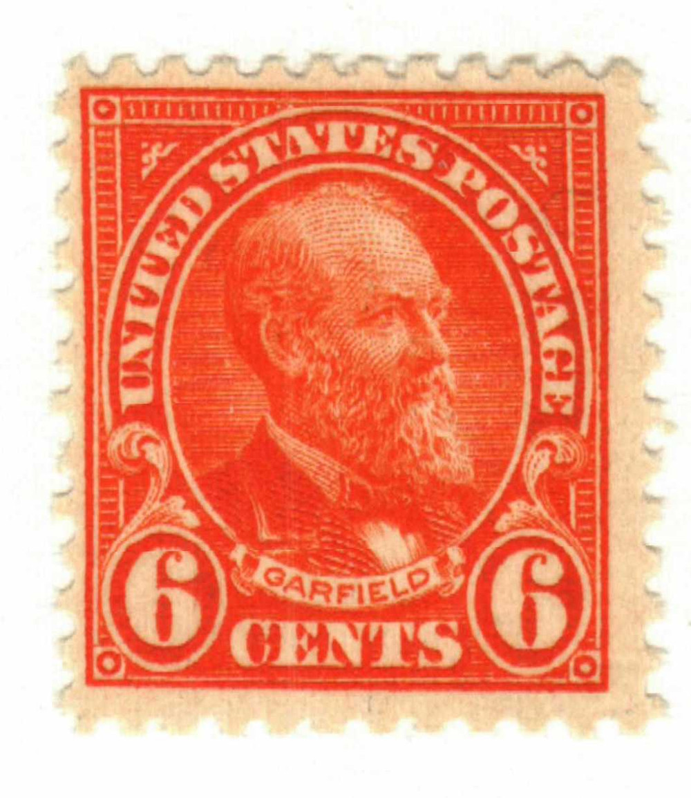 558 - 1922 6c James Garfield, Red Orange, Perf. 11 - Mystic Stamp