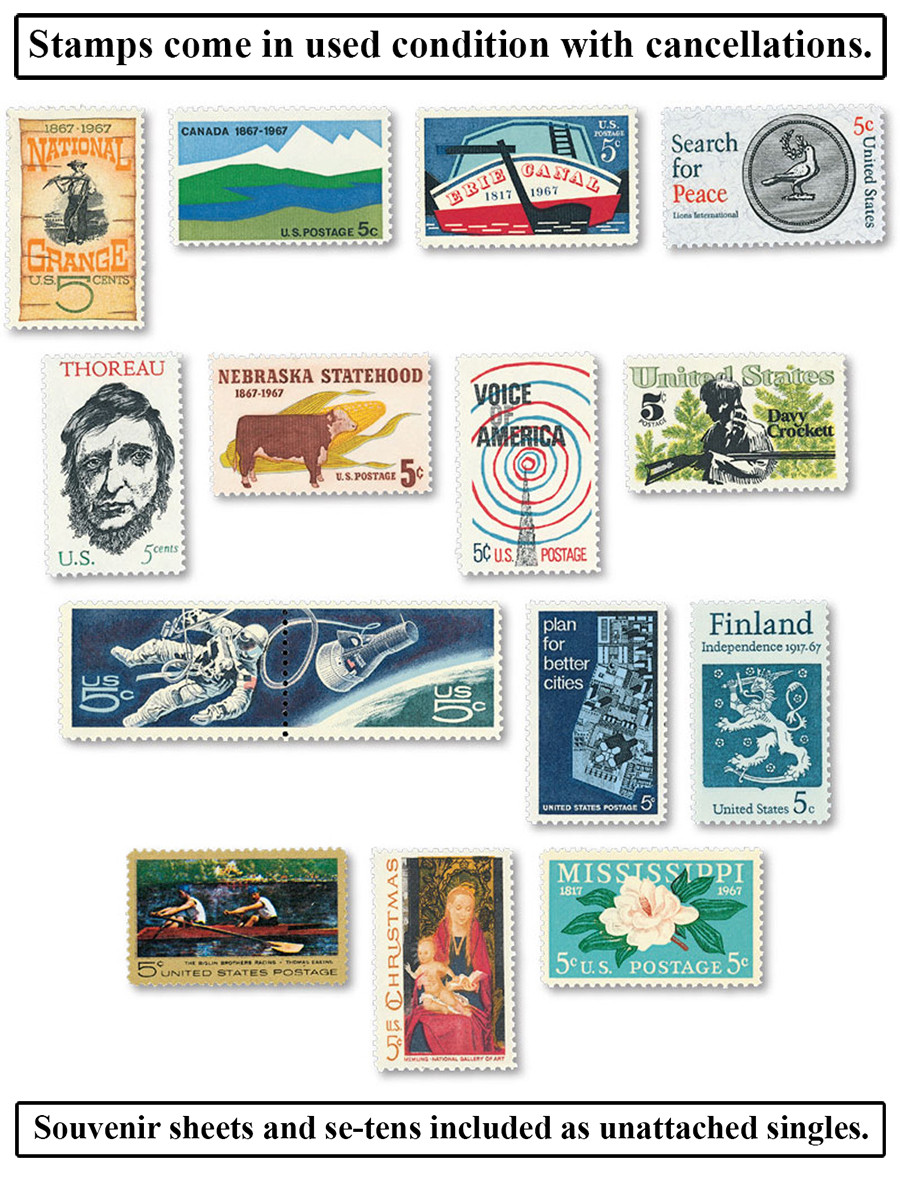 YS1967C - 1967 Complete Commemorative Year Set, 15 stamps - Mystic