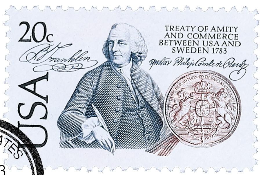 2036 - 1983 20c US & Sweden - Mystic Stamp Company