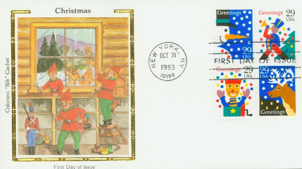 3127 外国切手 アメリカ 1993年 クリスマス 田型 2種 2791-94 - 1993 29c Contemporary Christmas: Greetings