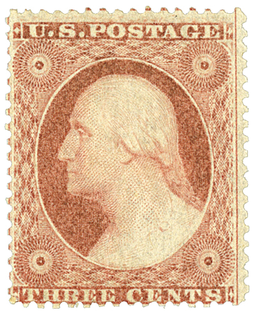 26 - 1857-61 3c Washington, Dull Red, Type III, Perf. 15.5