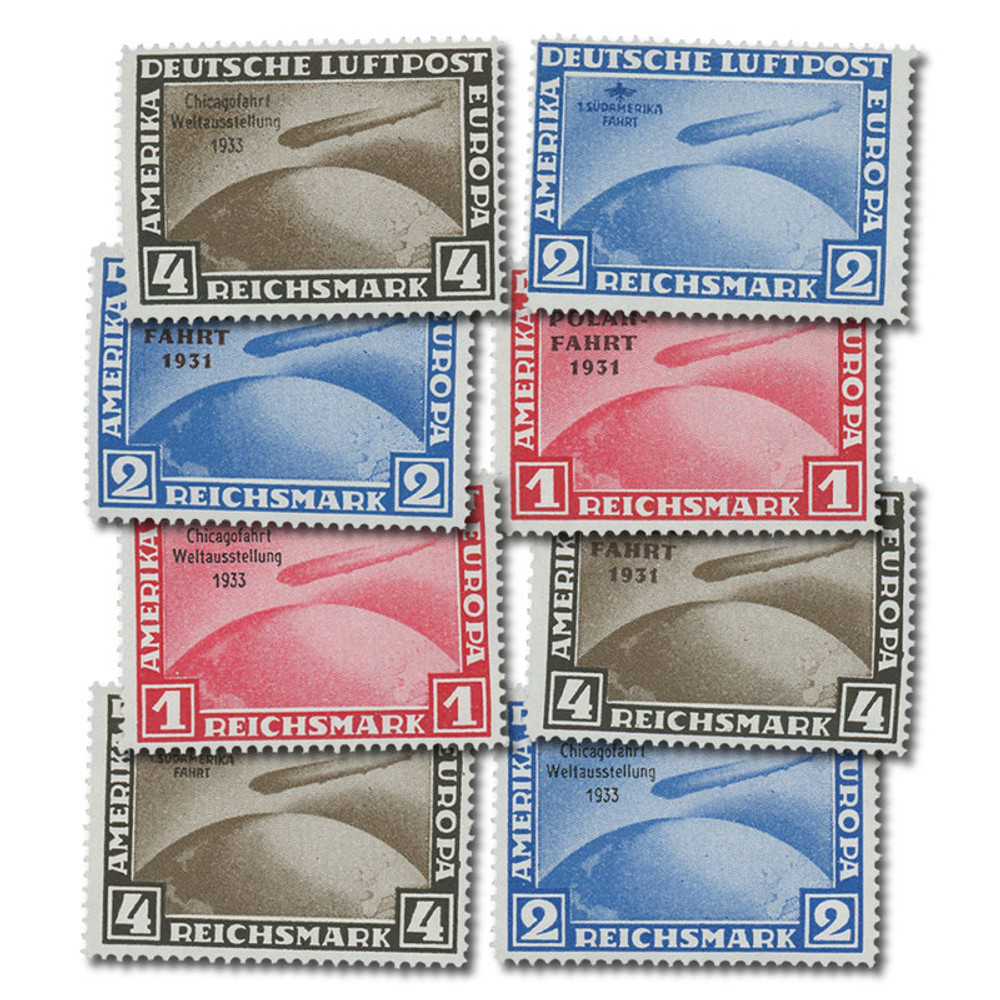 M6722 - German Zeppelin Facsimiles, 8v Mint - Mystic Stamp