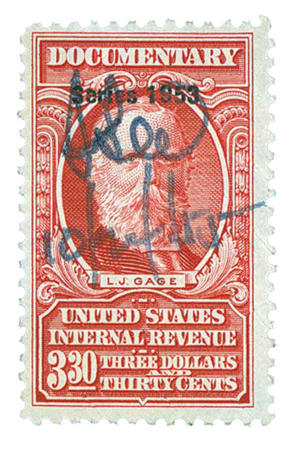 kevin bradley 2003 George + Tammy 額縁無し R640 - 1953 $3.30 US Internal Revenue Stamp - watermark
