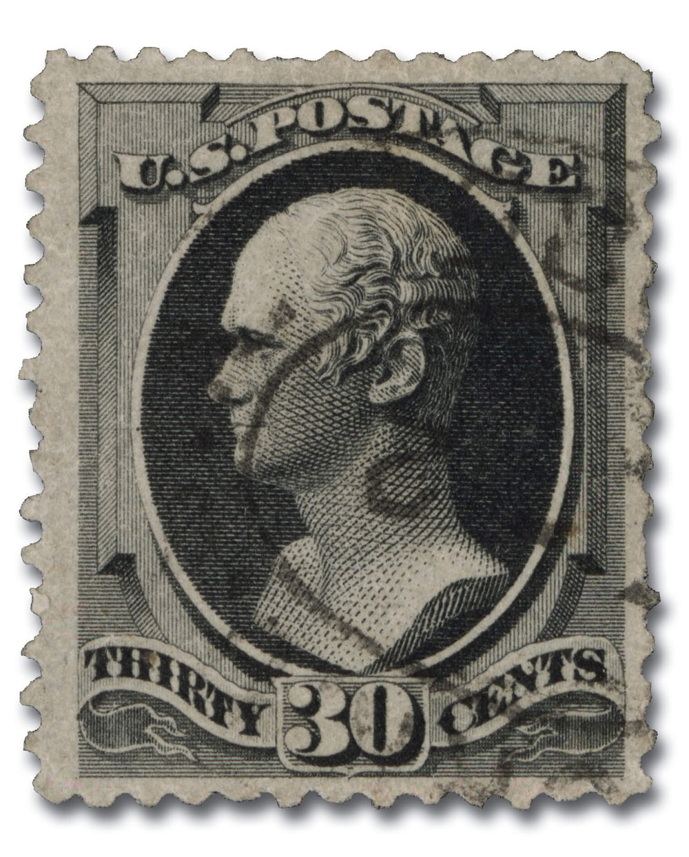 165 - 1873 30c Alexander Hamilton, Gray Black, Hard Paper, Perf