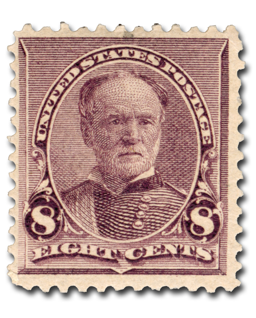 225 - 1893 8c William T. Sherman, Lilac - Mystic Stamp Company