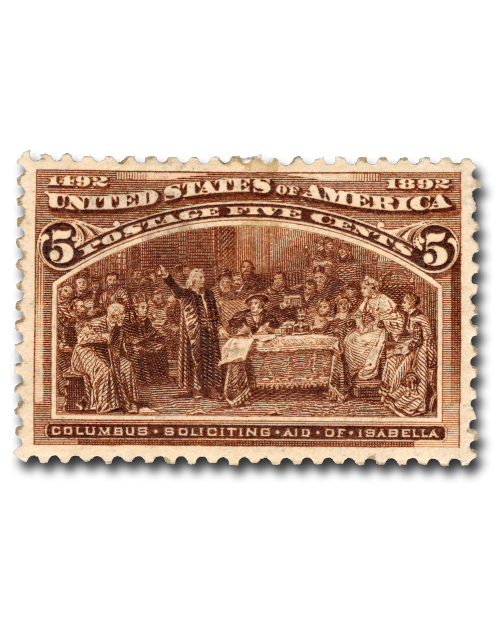 234 - 1893 5c Columbus Soliciting Aid of Queen Isabella, Chocolate