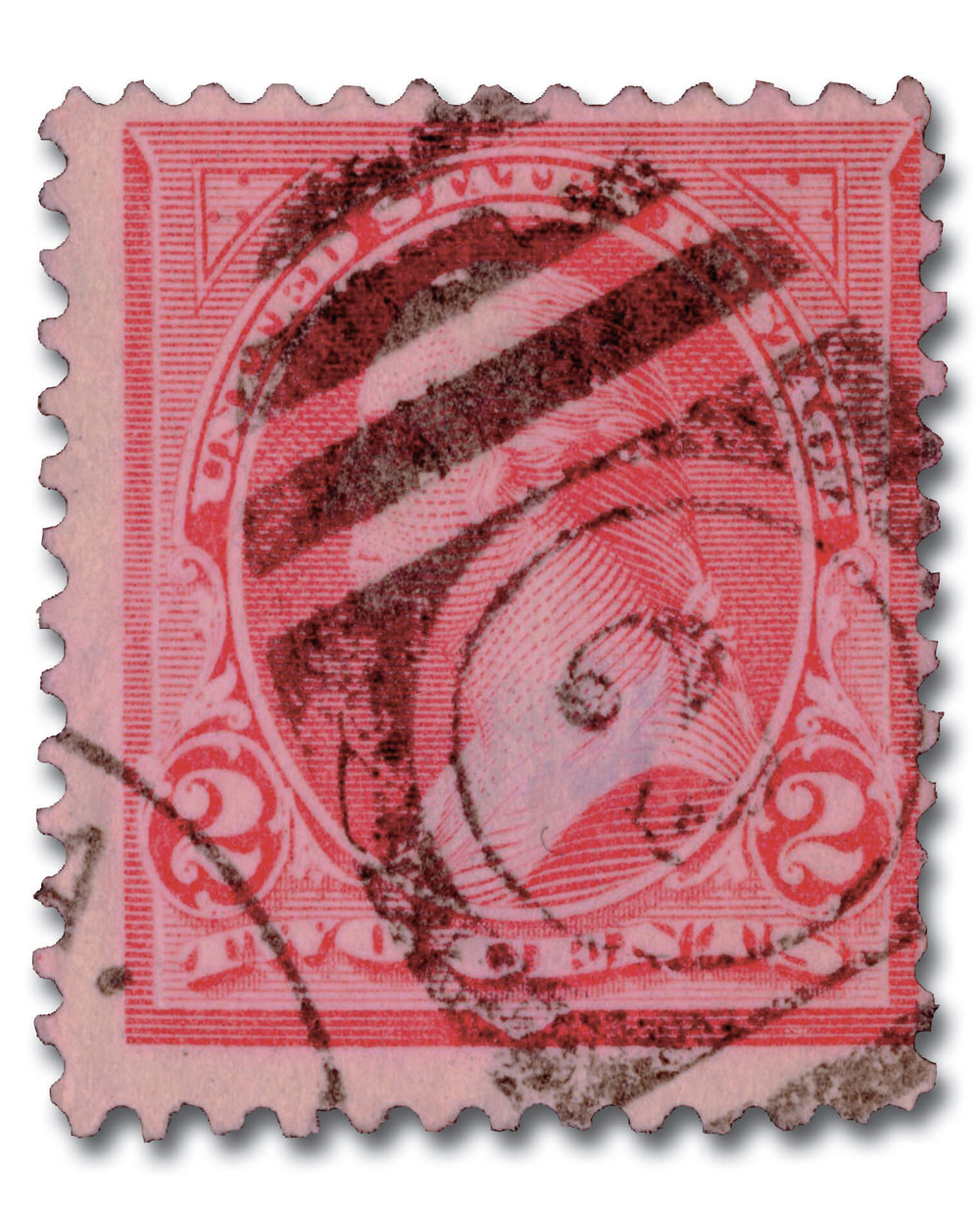 266 - 1895 2c Washington, Carmine, Double Line Watermark, Type II