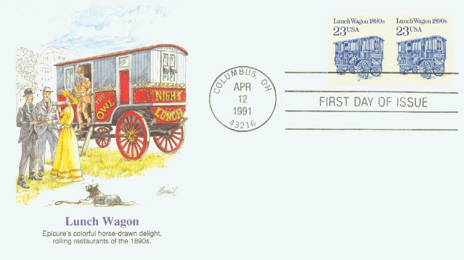 2464 - 1991 23c Transportation Series: 1890s Lunch Wagon - Mystic