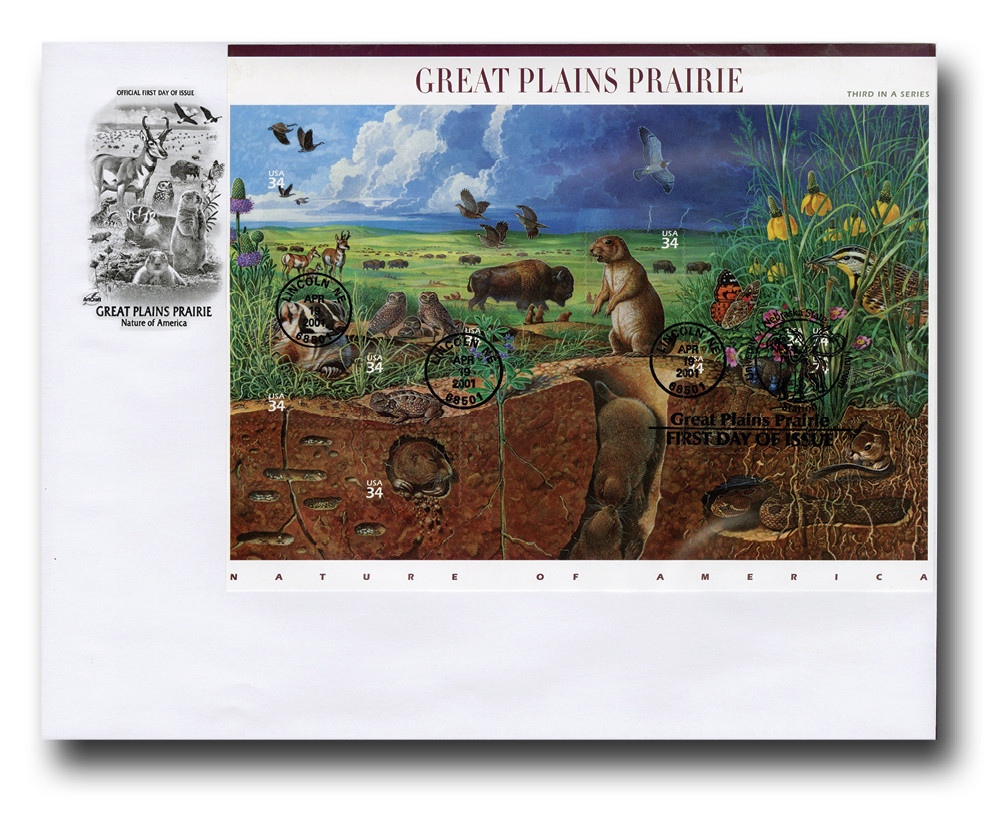 3506 - 2001 34c Nature of America: Great Plains Prairie - Mystic
