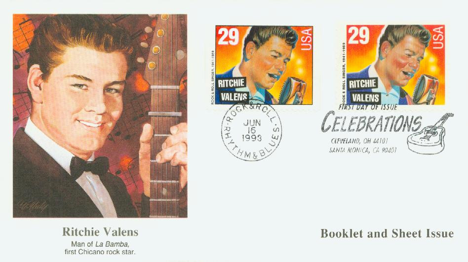 【稀少】México Ilustrado ジョン・フィリップス 1994年復刻版 2727 - 1993 29c Legends of American Music: Ritchie Valens - Mystic