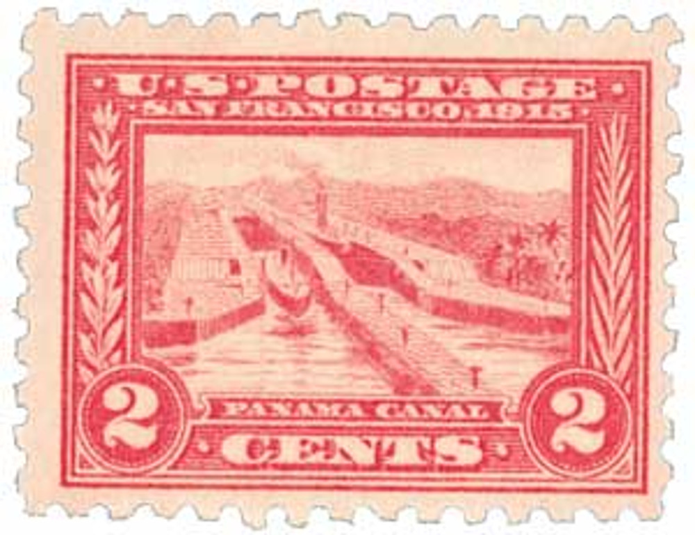 402 - 1913 2c Pedro Miguel Locks, Carmine, Perf. 10 - Mystic