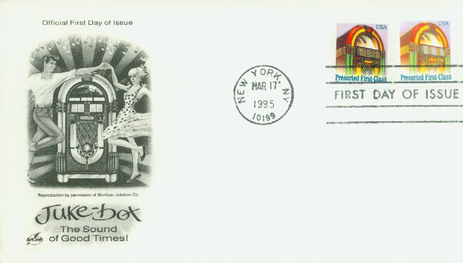 2911 - 1995 25c Juke Box, Blue 1995 - Mystic Stamp Company