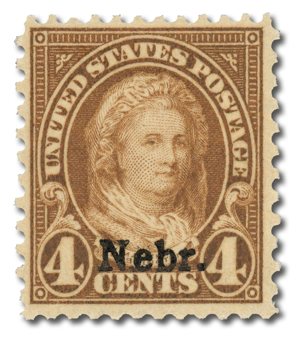 673 - 1929 4c Martha Washington, Yellow Brown, Nebraska Overprint