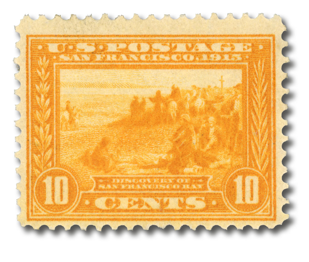 400 - 1913 10c Discovery of San Francisco Bay, Orange Yellow, Perf