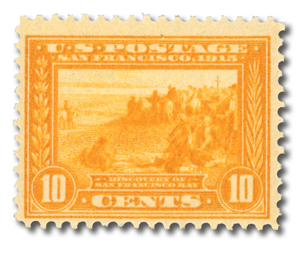 400 - 1913 10c Discovery of San Francisco Bay, Orange Yellow, Perf