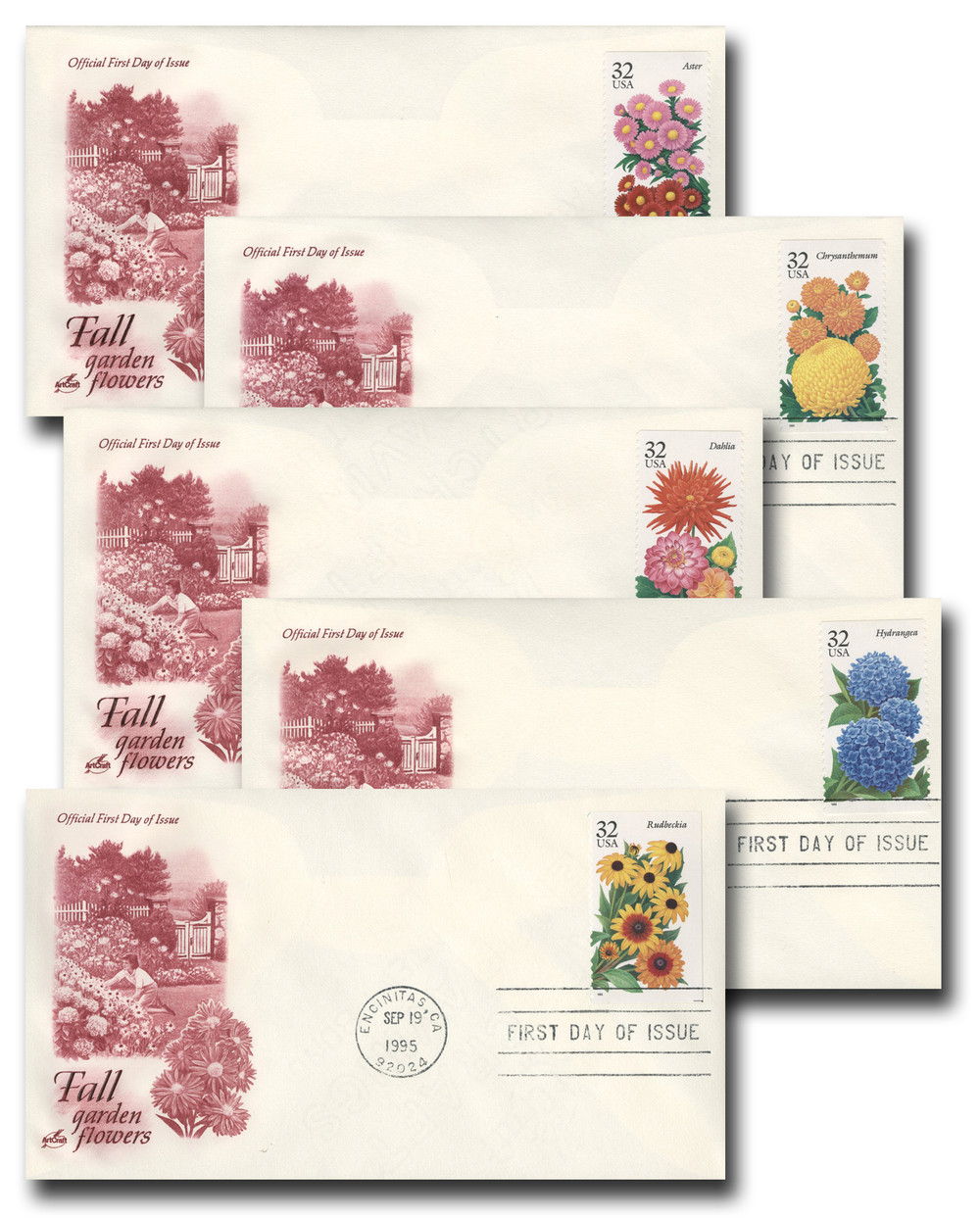 2993-97 - 1995 32c Fall Garden Flowers - Mystic Stamp Company