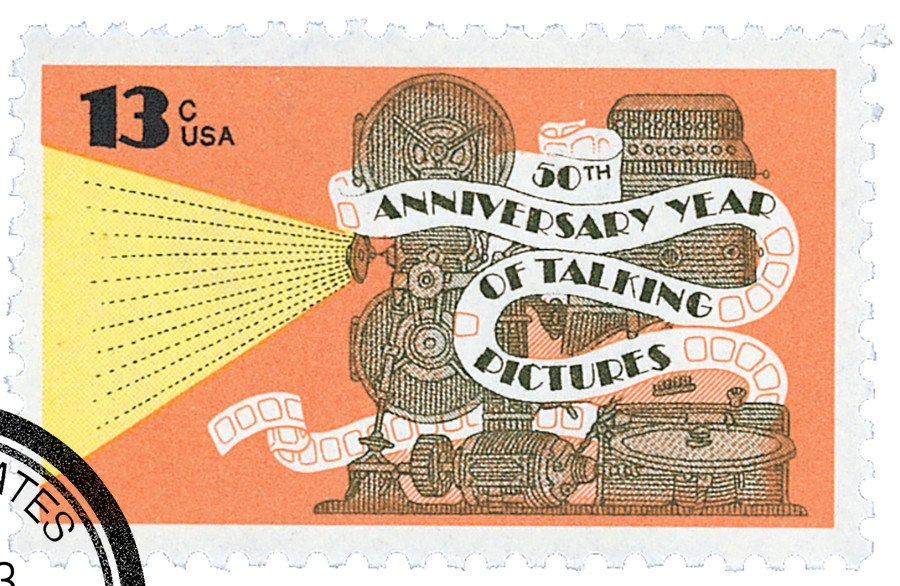 1727 - 1977 13c Talking Pictures-50th Anniversary - Mystic Stamp
