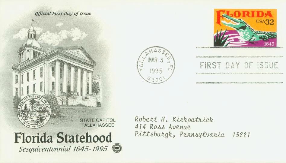 2950 - 1995 32c Florida Statehood - Mystic Stamp Company