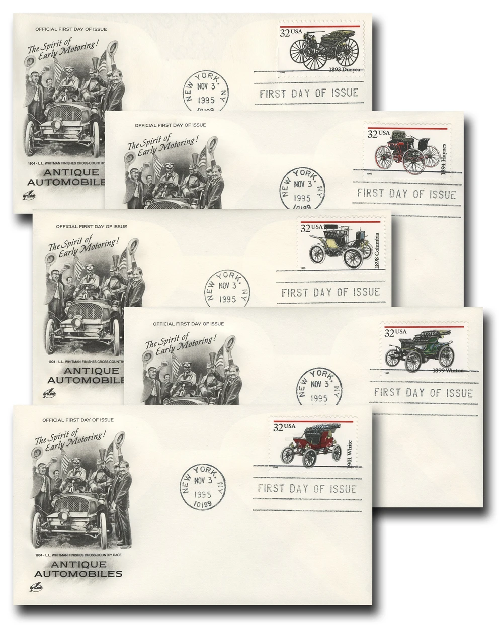 3019-23 - 1995 32c Antique Automobiles - Mystic Stamp Company