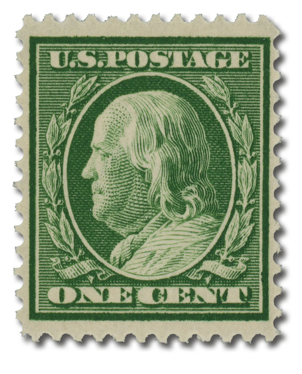 331 - 1908 1c Franklin, Green, Double Line Watermark, Perf. 12